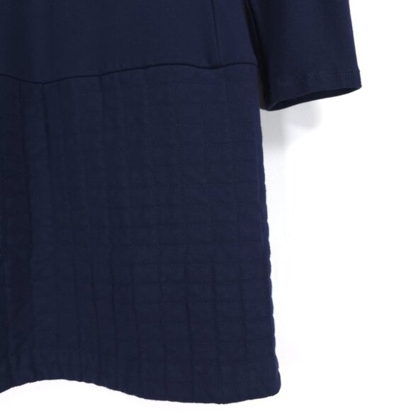 Theory Mini Dress “MIMI Q” Navy Quilted Stretch‎ Jersey Long Sleeve MEDIUM - Picture 8 of 9